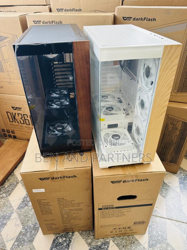 Darkflash Ds900w Atx Case With 7-argb Fans, Tempered Glass, Walnut · Photo 1