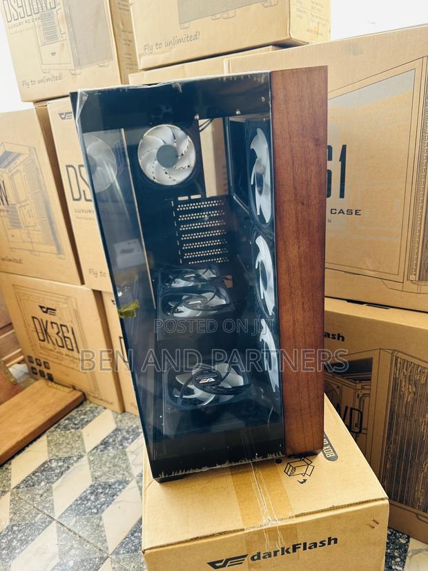 Darkflash Ds900w Atx Case With 7-argb Fans, Tempered Glass, Walnut · Photo 4