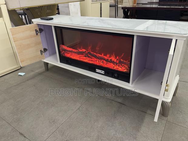 Electric Glass Top Wooden Tv Stand · Photo 4