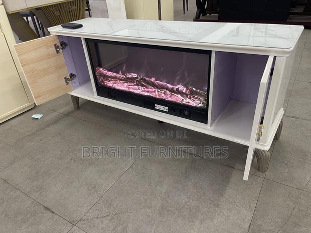 Electric Glass Top Wooden Tv Stand · Photo 3