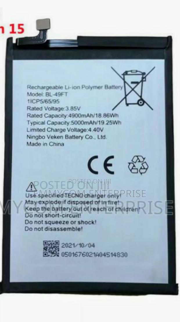 Tecno Camon 15 Battery With Replacement · Photo 1