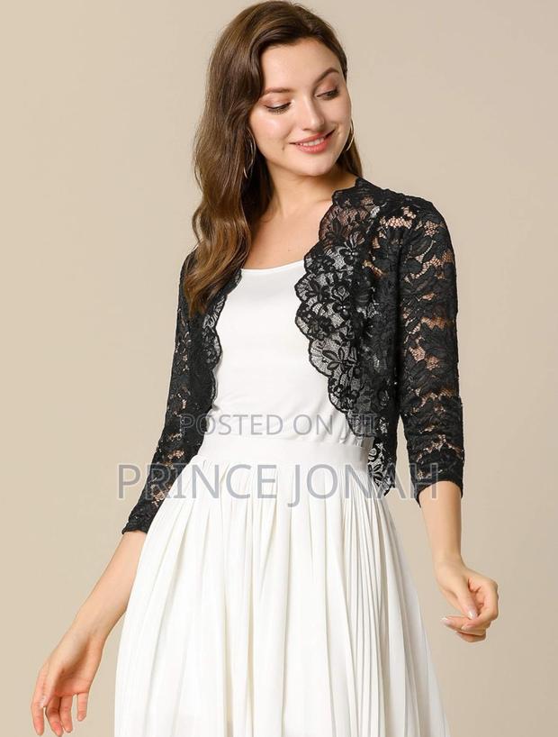 Allegra K Women's Elegant 3/4 Sleeve Sheer Floral Lace Shrug Top · Photo 3