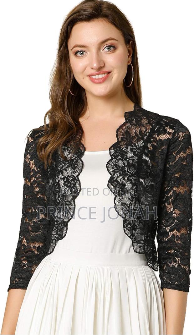 Allegra K Women's Elegant 3/4 Sleeve Sheer Floral Lace Shrug Top · Photo 1
