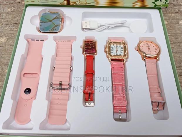 I-530 Mini 4-in-1 Smart Watch 2 Straps With 3 Quartz Watches - Pink · Photo 3