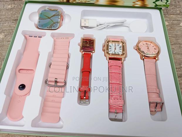 I-530 Mini 4-in-1 Smart Watch 2 Straps With 3 Quartz Watches - Pink · Photo 6