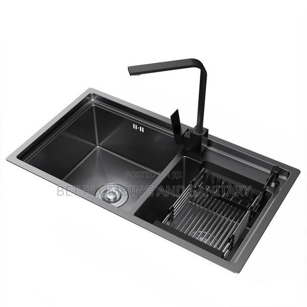 Imported Two Bowl Cabinet Fiber Kitchen Sink With Tap Complete_ · Photo 1
