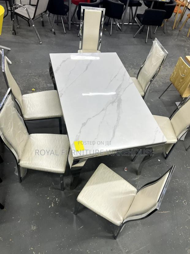 6 Seater and Glossy Marble Dining Set · Photo 3