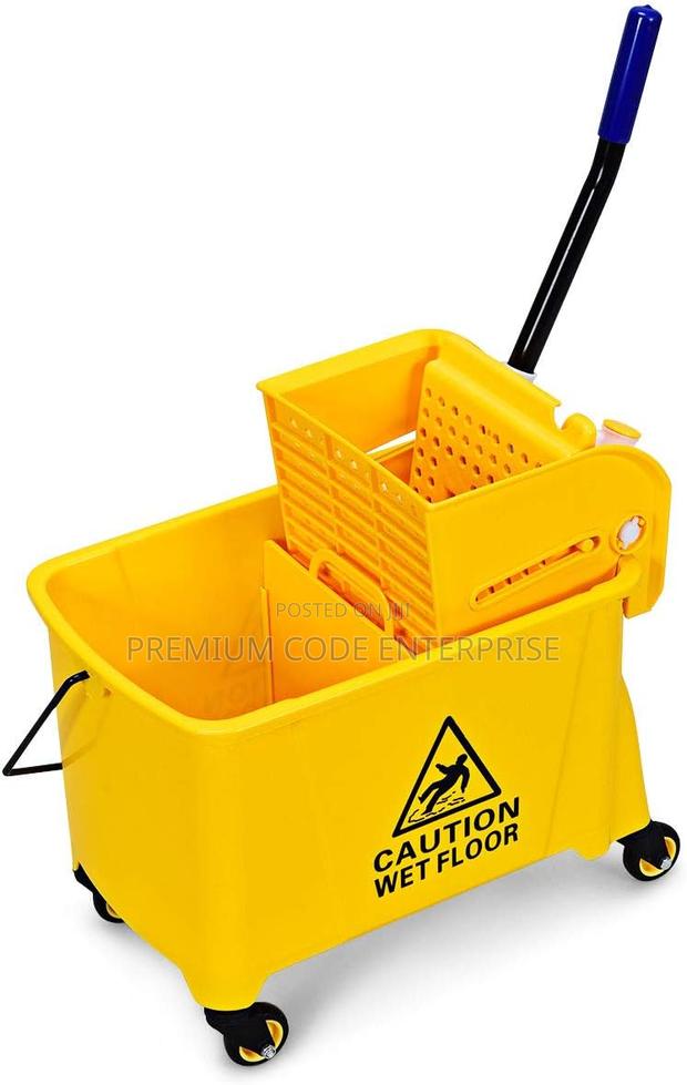 20l Plastic Mop Bucket With Wringer Wheels – Cleaning Trolley · Photo 2