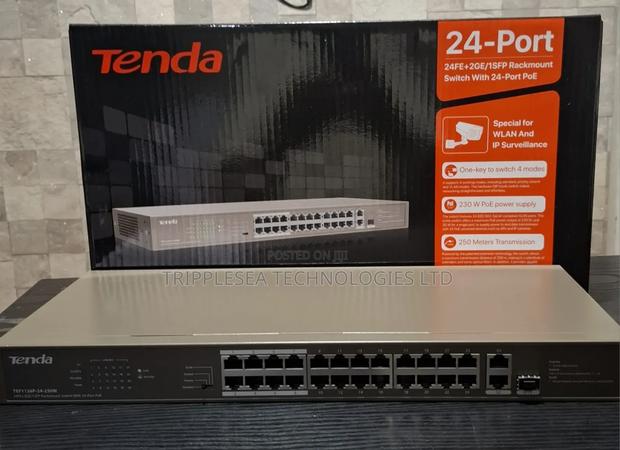 Tenda 24-Port 24fe+2ge/1sfp Rackmount Switch With 24port Poe · Photo 1