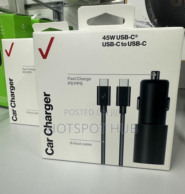 Verizon (45w) Vehicle Charger and Usb-C to Usb-C Cable · Photo 1