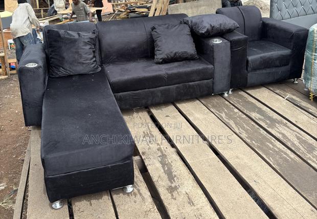 L Shape With Single Sofa + 3 Soft Cushion Pillows(Cash on Delivery) · Photo 1