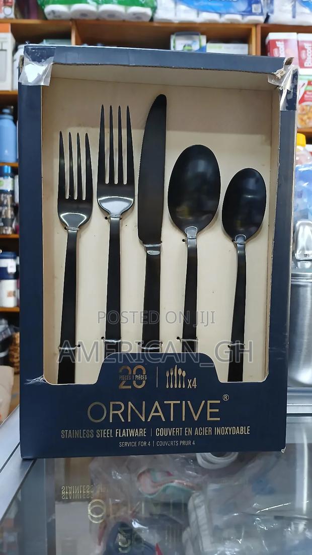 Ornative Flatware Stainless Steel, 20pc Set (Matte Black) · Photo 1