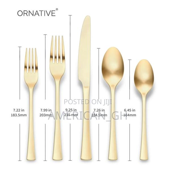 Ornative Flatware Stainless Steel, Matte-Gold Finish, 20pc Set · Photo 2