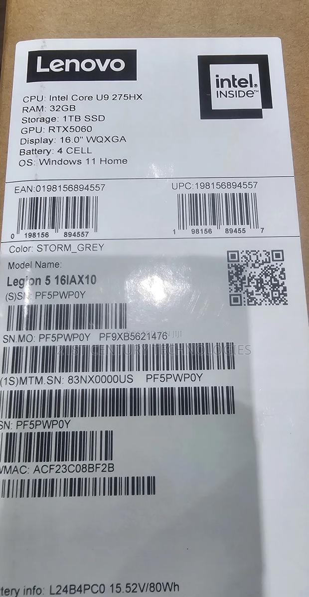 New Laptop Lenovo Legion 5i 32GB Intel Core Ultra 9 SSD 32GB · Photo 1