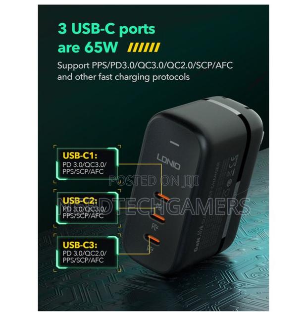 Ldnio Q367 Gan 65w 3 Usb C Quick Charging Universal Travel Fast Charg · Photo 3