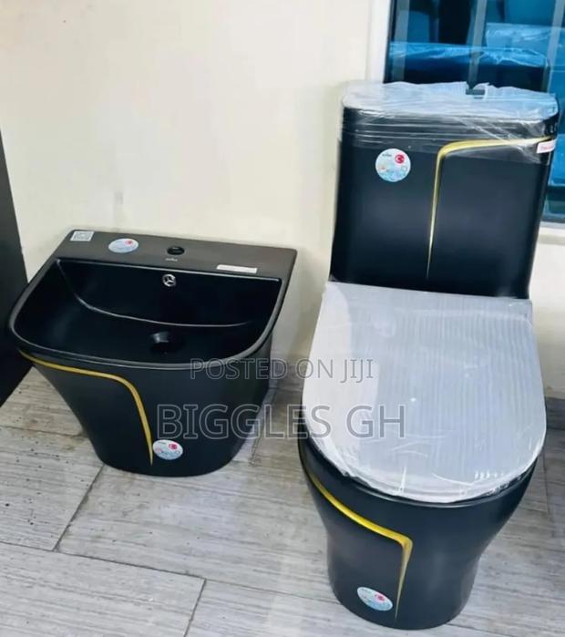 Black and Gold Wc With Basin Complete · Photo 2