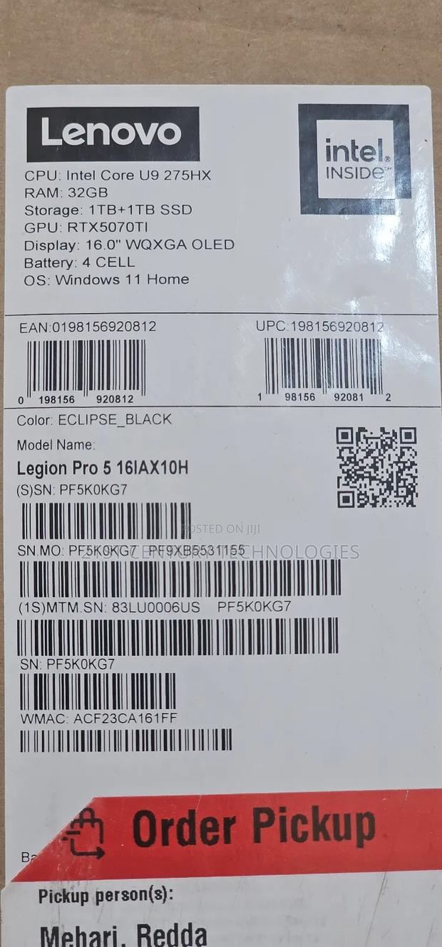 New Laptop Lenovo Legion 5i 32GB Intel Core Ultra 9 SSD 1T · Photo 1