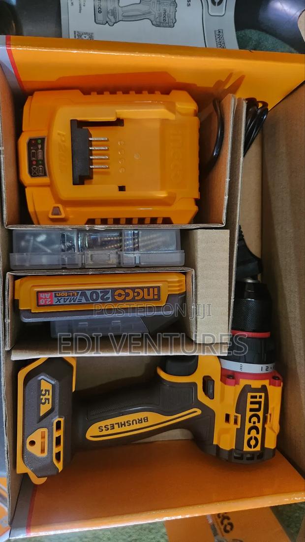 Ingco Cordless Brushless Compact Drill - Battery Charger 55nm 20v · Photo 2