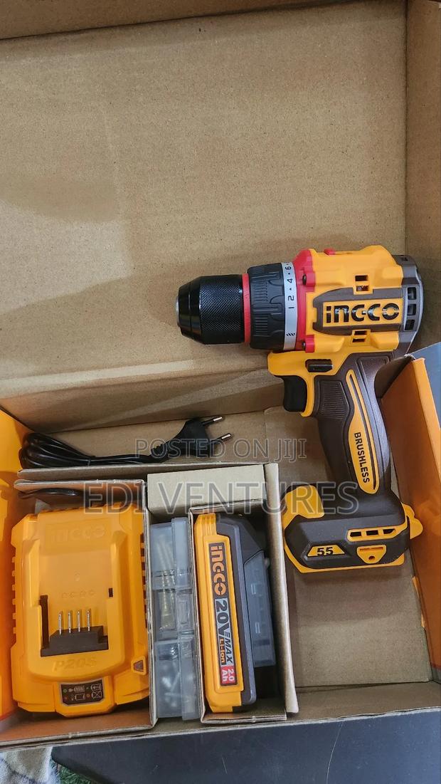 Ingco Cordless Brushless Compact Drill - Battery Charger 55nm 20v · Photo 1