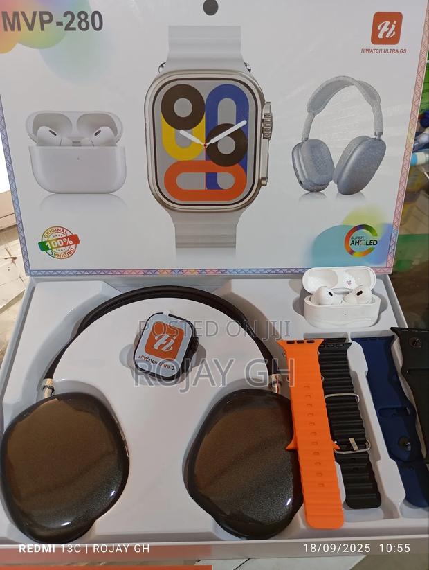 MVP-280 Combo Pack – Smart Watch + Headphones + Airpods - Black · Photo 1