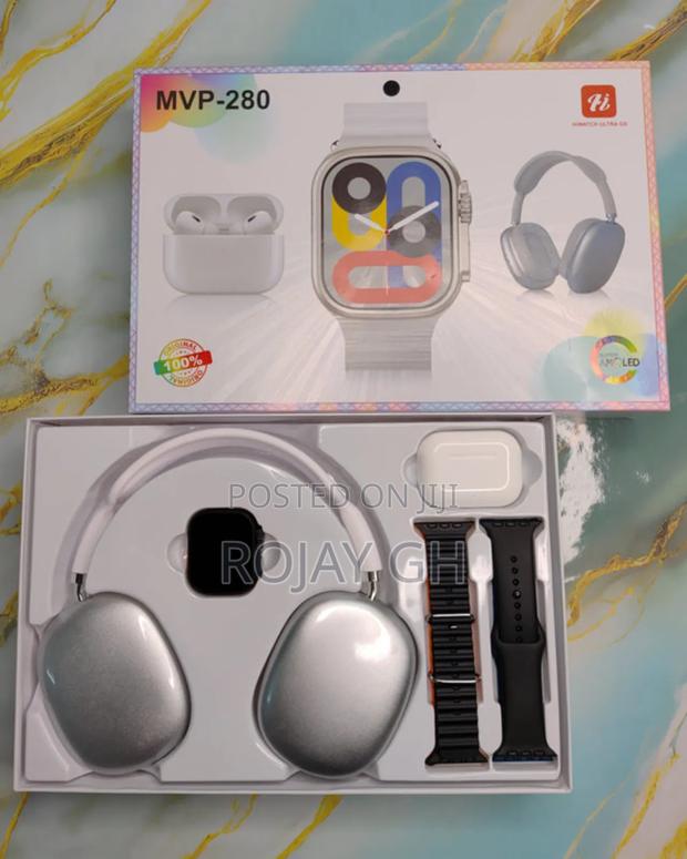 MVP-280 Combo Pack – Smart Watch + Headphones + Airpods - Silver · Photo 1