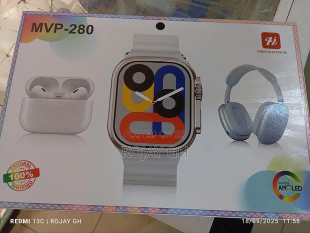 MVP-280 Combo Pack – Smart Watch + Headphones + Airpods - Red · Photo 2