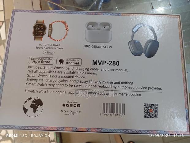 MVP-280 Combo Pack – Smart Watch + Headphones + Airpods - Red · Photo 3