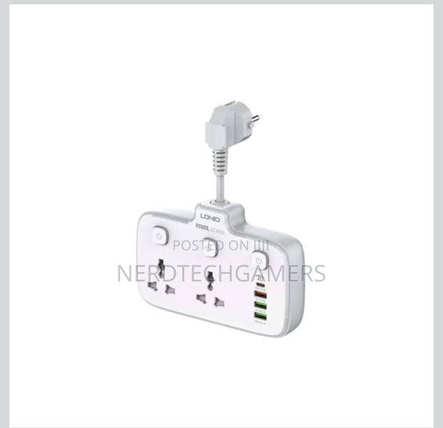 Ldnio. Sc2413 Universal Outlets Power Strip Tower 20w, 2 Power - White · Photo 3