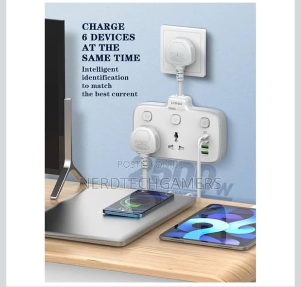 Ldnio. Sc2413 Universal Outlets Power Strip Tower 20w, 2 Power - White · Photo 6