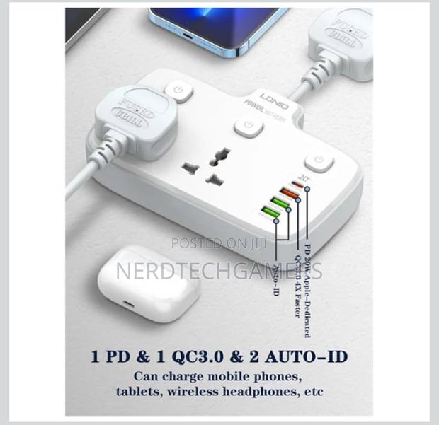 Ldnio. Sc2413 Universal Outlets Power Strip Tower 20w, 2 Power - White · Photo 5