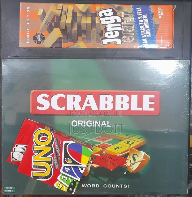 Jenga + Scrabble + Uno Game Pack · Photo 1