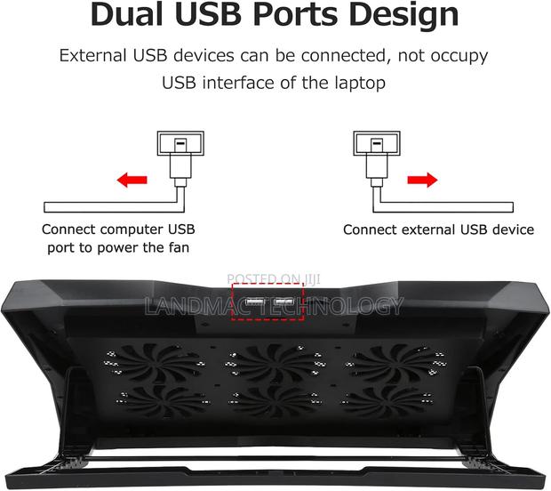 17" Foldable Laptop Cooler 6-Fan Stand Low Noise 6-Level · Photo 5
