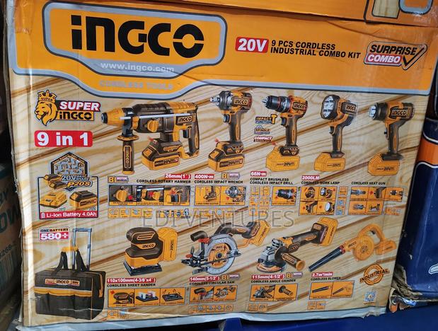 Ingco 9 Pieces In 1 Cordless Industrial Combo Tool Kit · Photo 1