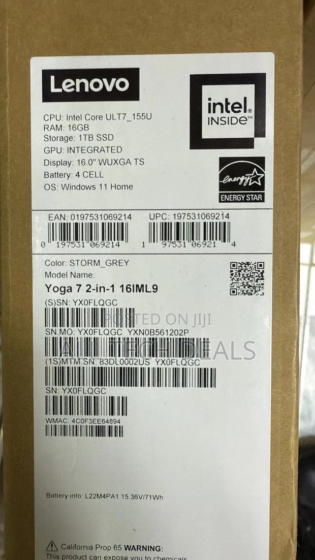 New Laptop Lenovo Yoga 7i 16GB Intel Core Ultra 7 SSD 1T · Photo 3