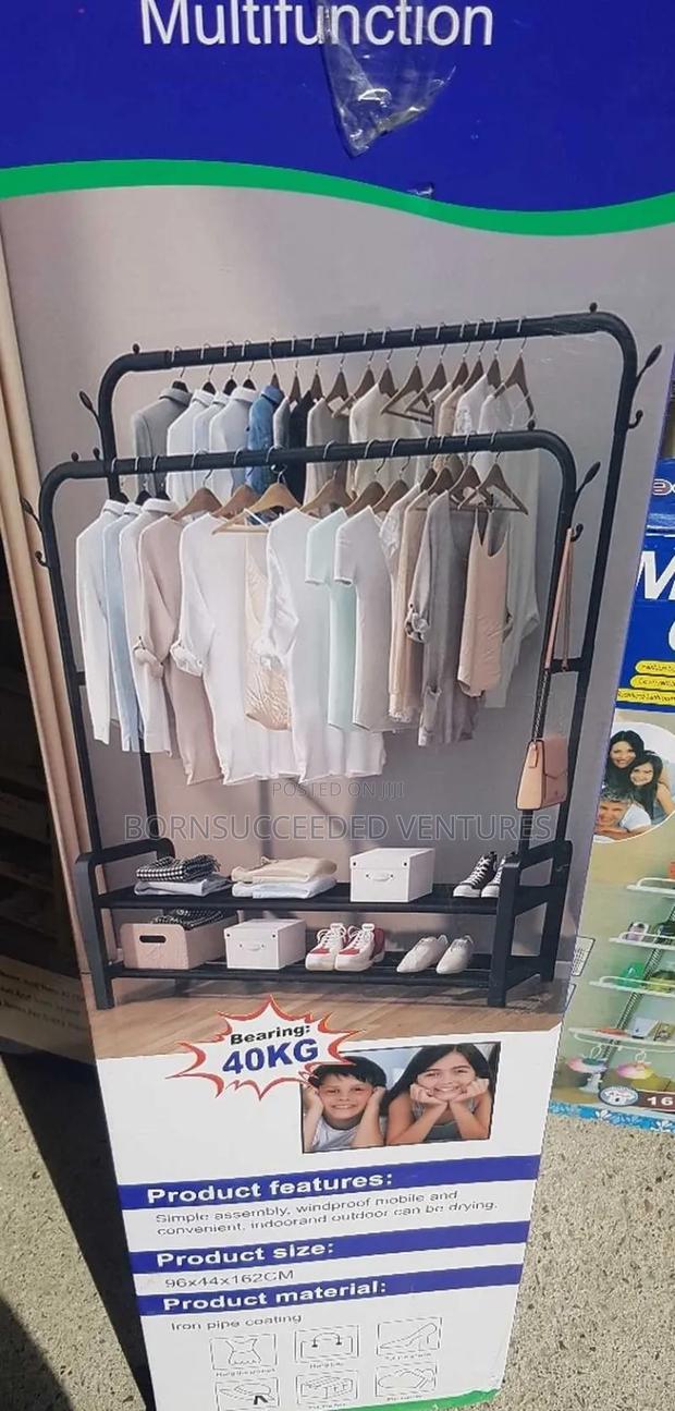 Double-Rod Metal Clothing and Shoes Rack · Photo 1