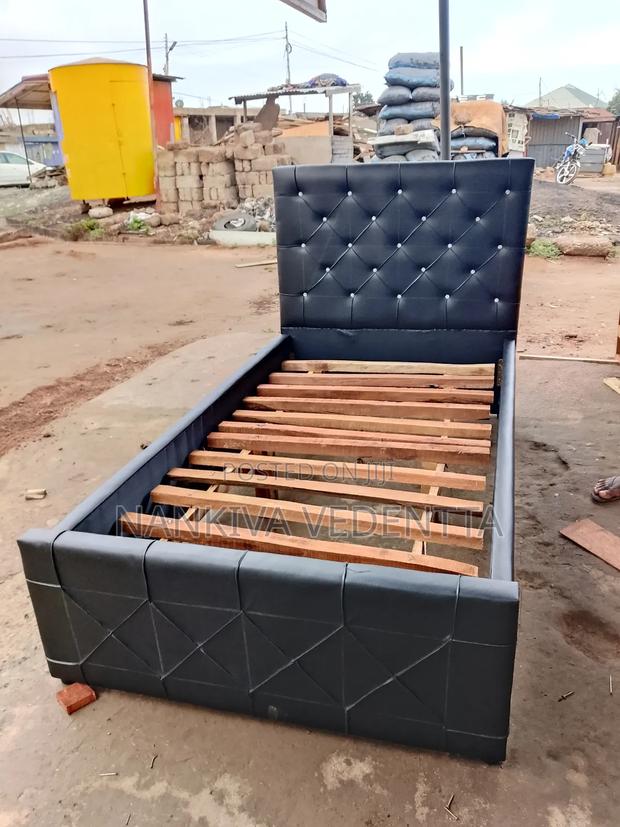 Black Leather One and Half Bedframe · Photo 1
