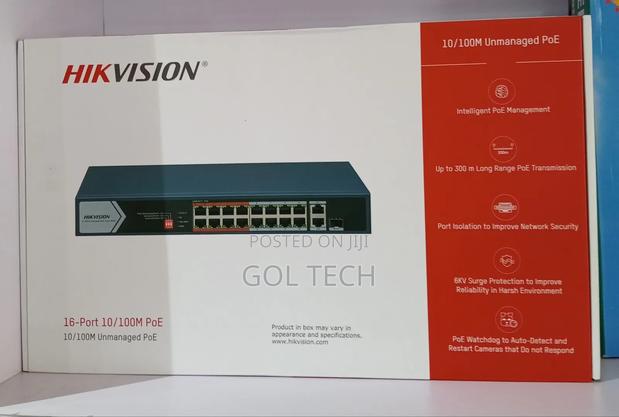 Hikvision 16-Port Poe Switch Unmanaged Poe Switch 300m Long Range · Photo 1