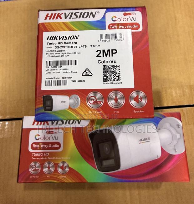Hikvision 2mp Two Way Audio Full-Color Bullet Camera Ds-2ce10df0t-LPTS · Photo 1