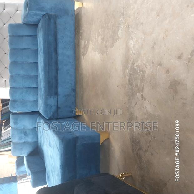 Sectional L Shape Sofa Blue Black With A Table · Photo 1