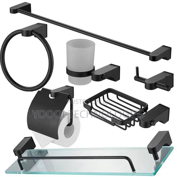 7pcs Rust Free Matte Black Bathroom Accessories Set · Photo 7