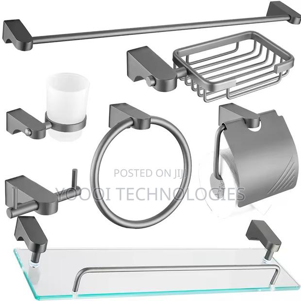 7pcs Gun Grey Stainless Steel Bathroom Accessories Set · Photo 1