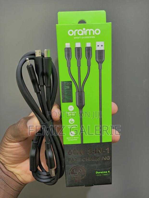Oraimo Duraline 4 3a 1.2m 3 in 1 Cable · Photo 1