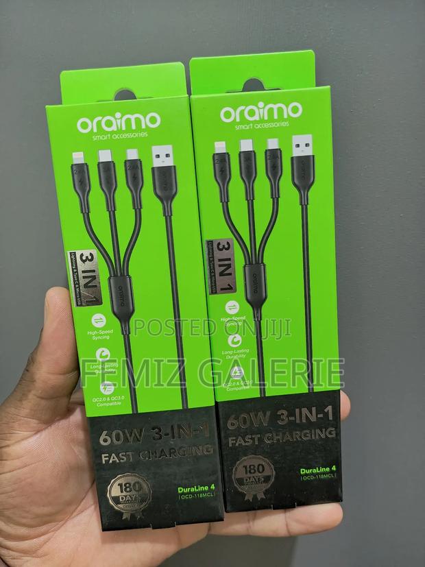 Oraimo Duraline 4 3a 1.2m 3 in 1 Cable · Photo 2