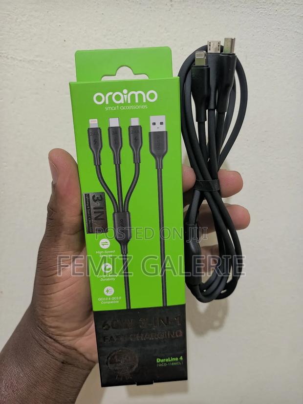 Oraimo Duraline 4 3a 1.2m 3 in 1 Cable · Photo 1