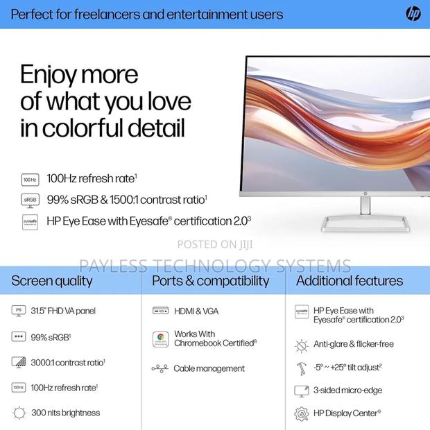 Hp 532sf Monitor-31.5 Inches FHD Lcd|Va|Vga|Hdmi|Black · Photo 2