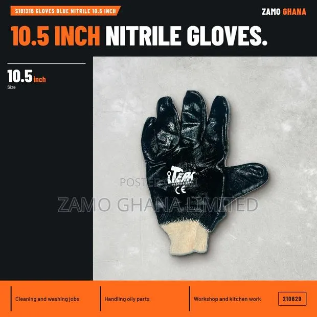 S181216 Gloves Blue Nitrile 10.5 Inch - 210829 · Photo 1