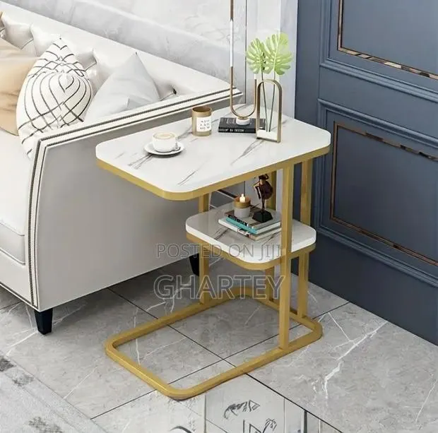 2 Shelves Metal Frame Handy Coffee Table With Bookshelf - Multipurpose · Photo 1