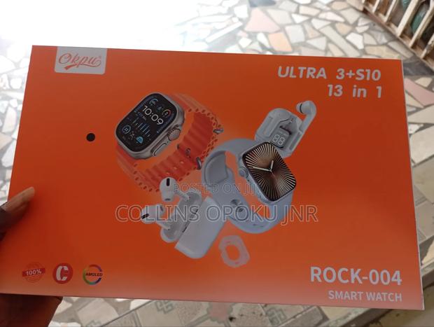 Rock 004 Smart Watches Ultra 3+S10 13 in 1, 2 Airpods, 7 Straps -Black · Photo 6