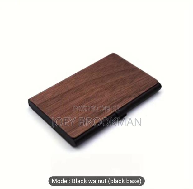 Solid Black Walnut Flip-Top Business Card Holder · Photo 2