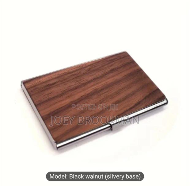 Solid Black Walnut Flip-Top Business Card Holder · Photo 3